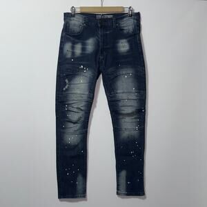Demolition distressed blue jeans waist size 32